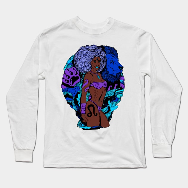 Leo Beauty - Blue Edition Long Sleeve T-Shirt by kenallouis